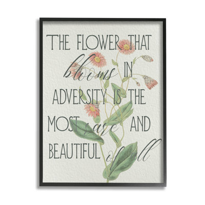 «Flower Blooms In Adversity Most Rare Motivation Motivation XXL», estampe numérique encadrée de Daphne Polselli