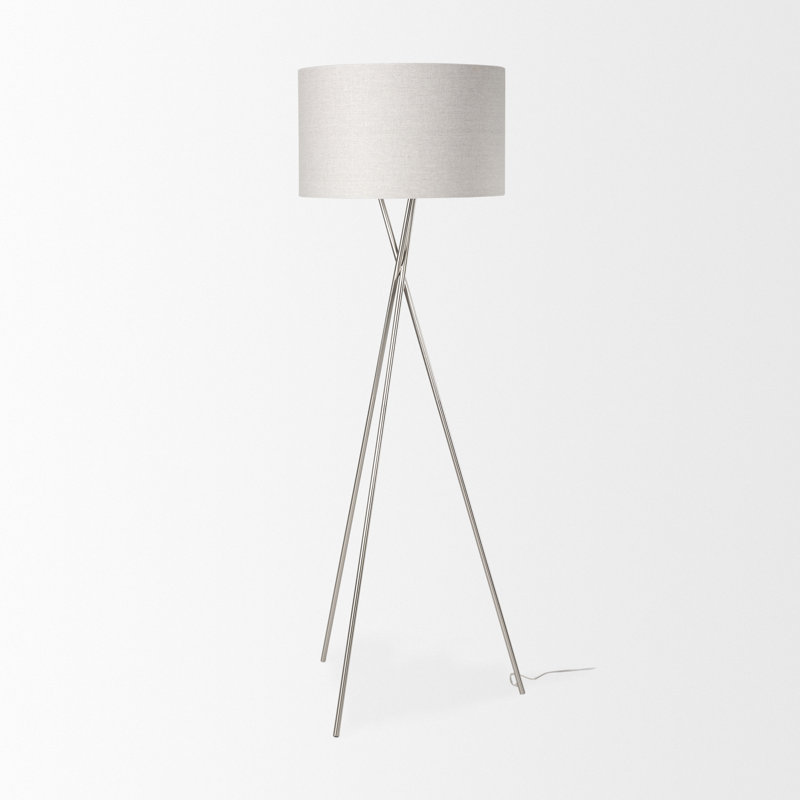 Lampe trépied 62 po Merek, Argent, Beige