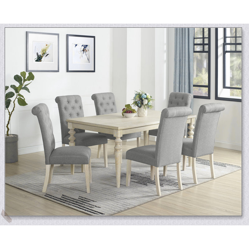 Ensemble de salle à manger Amonia, 7 pièces : table, 6 chaises, Gris