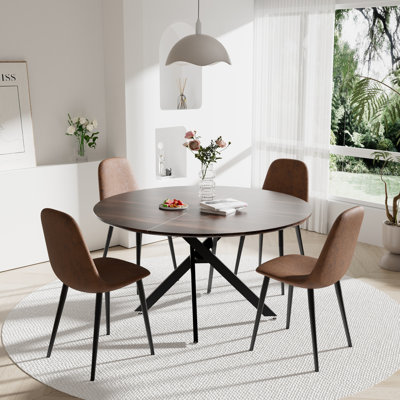 47in Round Dining Table Set for 4-6 Person