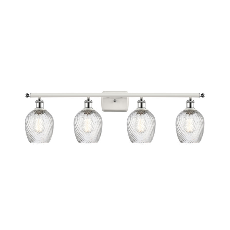 Éclairage de salle de bain à intensité variable 4 lumières Lyman, Motif cannelé transparent, Ampoule DEL 6 watts Vinage