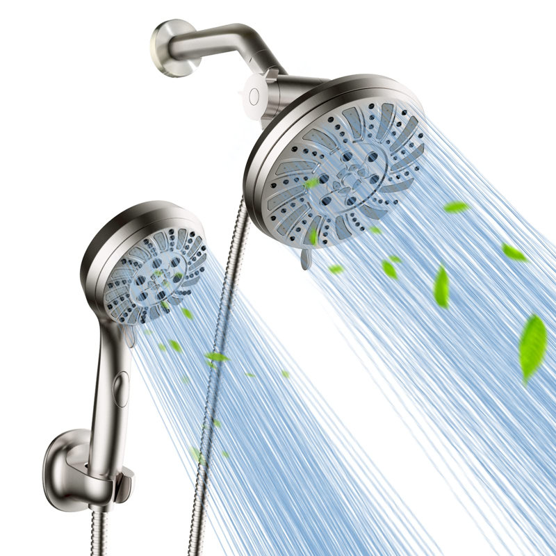 Pomme de douche à pluie - Pomme de douche à main et pomme de douche à pluie avec réglage de jet 5 et 6 et tuyau de douche