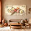 «Rose Provence Roses», ensemble de 3 reproductions d'art sur toile-1372055516