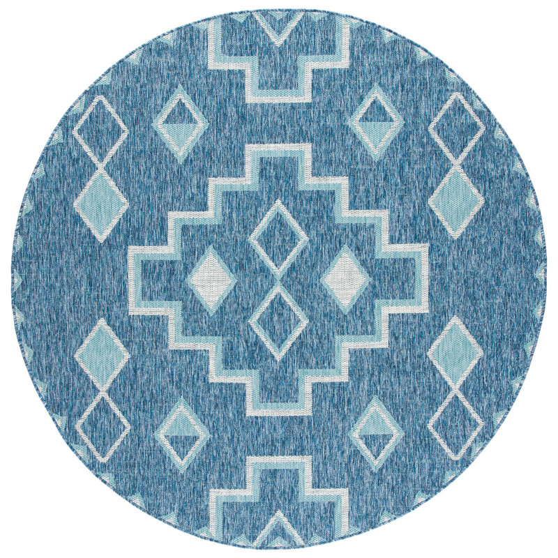 Amarien Geometric Indoor/Outdoor Area Rug, Round 6'7"