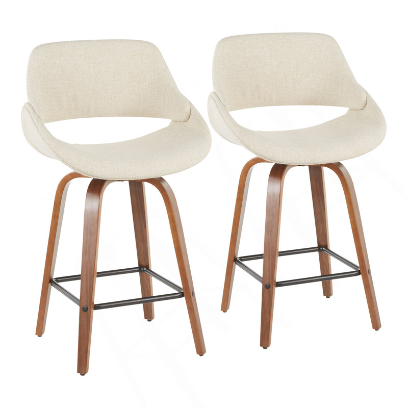 Tabouret de comptoir Fabrico Mid-Century moderne en noyer et crème par Lumisource - ensemble de 2