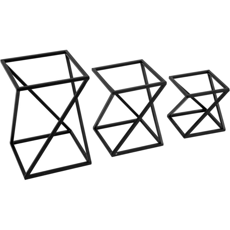 Présentoir à nourriture torsadé à motif géométrique en métal noir mat, ensemble de 3