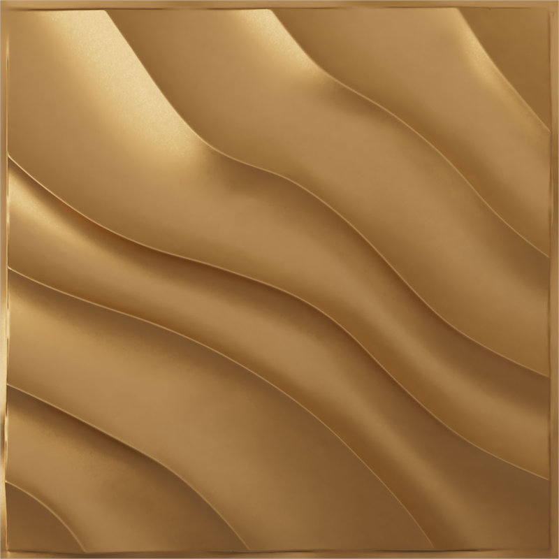 Panneau mural 3D décoratif Modern Wave EnduraWall, Doré brillant