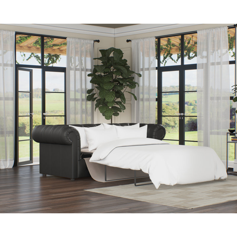 Melrose 3 Seater Leather Sofa Bed, Raven