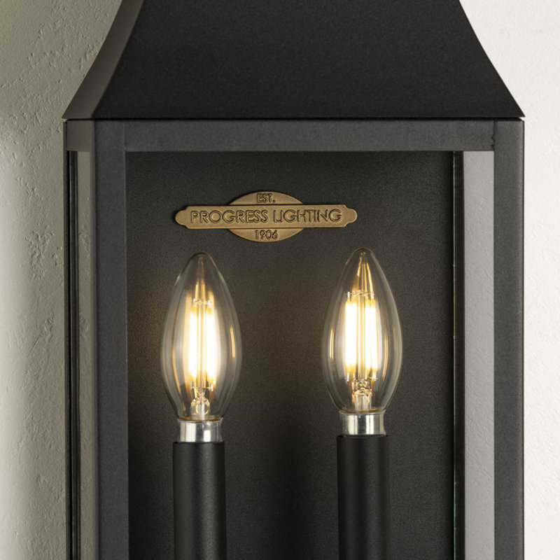 Two-Light Black New Traditional Outdoor Wall Lantern, 16" H x 6.5" W x 7" D