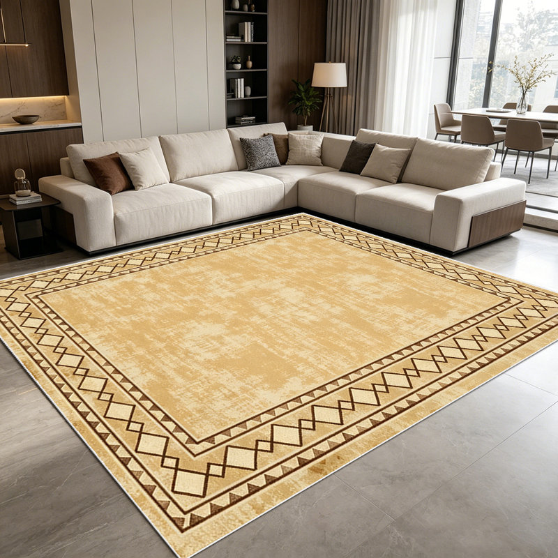1PC Vintage Distressed Geometric Farmhouse Bordered area rugs for Living Room, Soft and Comfortable, All-season, easy-care, machine washable Indoor floor mat, ideal for dining room, bedroom, kitchen, Home Decor, Outdoor Decor.