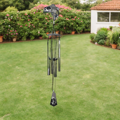 36" Long Silver Fish Silhouette Wind Chime