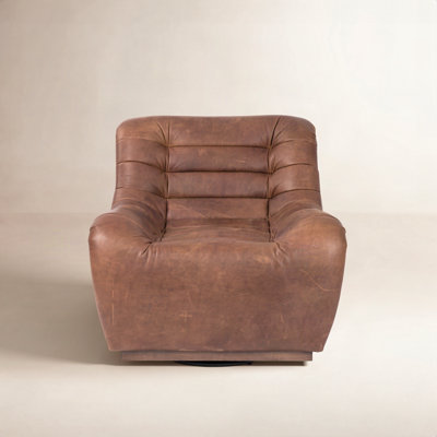 Whitehaven Genuine Leather Swivel Lounge Chair