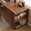 Bureau en bois massif en forme de L brun noisette-622428907