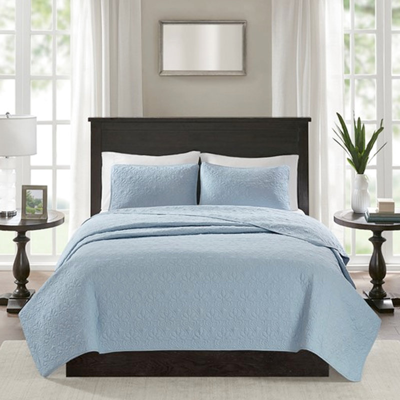 Couette réversible bleu grand lit/queen - Garnie de coton chaud, superbe matelassage, comprend deux taies d'oreiller, lavable à la machine, rembourrage doux, un article de literie captivant.