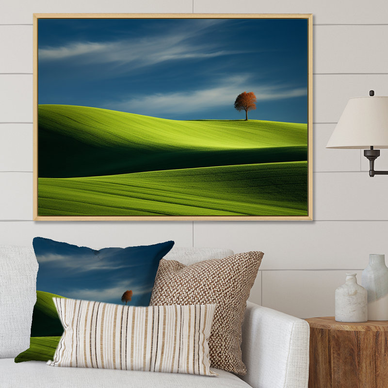 «Green Monicol Meadow», photo I sur toile, Cadre flottant blanc, H 34 po x l 44 po x P 1,5 po