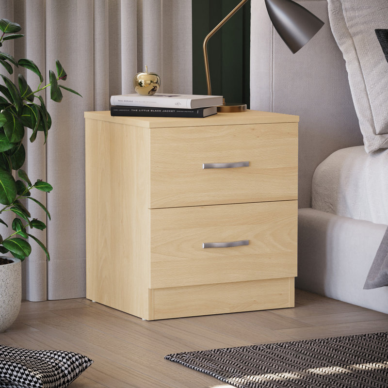 Maybery 2 Drawer Bedside Table, Pine