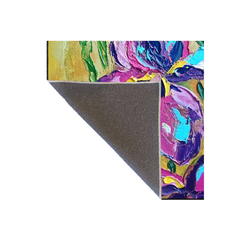 Tapis tissé lavable à motifs de couleurs mélangées, Rond 3 pi 3 po