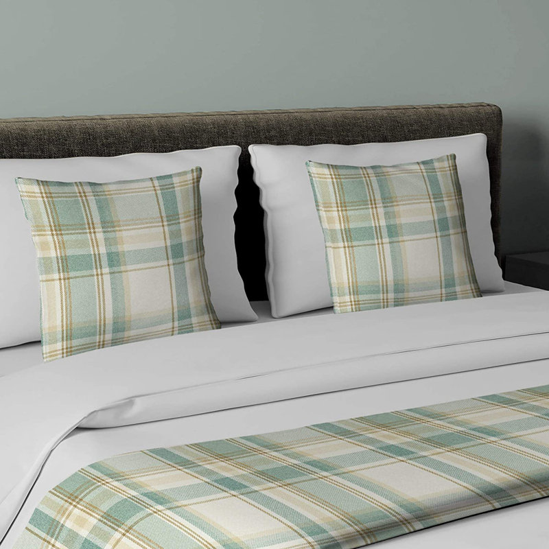 Harworth Polyester Tartan Bedspread, Duck Egg Blue