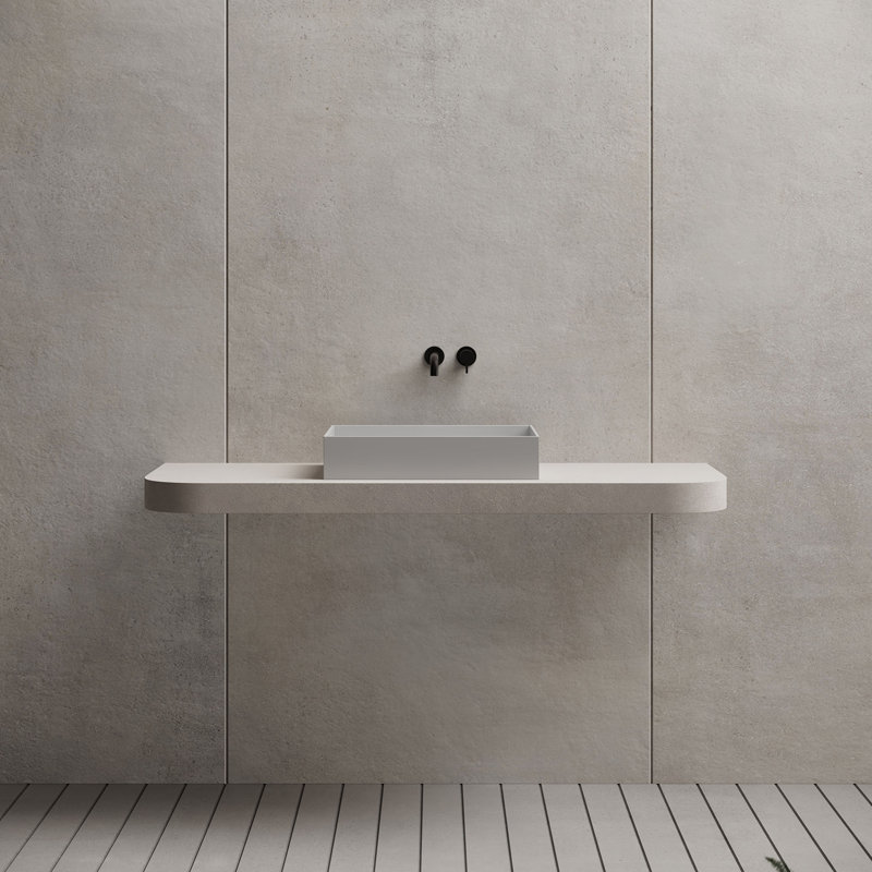 Évier vasque rectangulaire à surface solide blanc mat 20 po x 14 po Monblari, Blanc mat