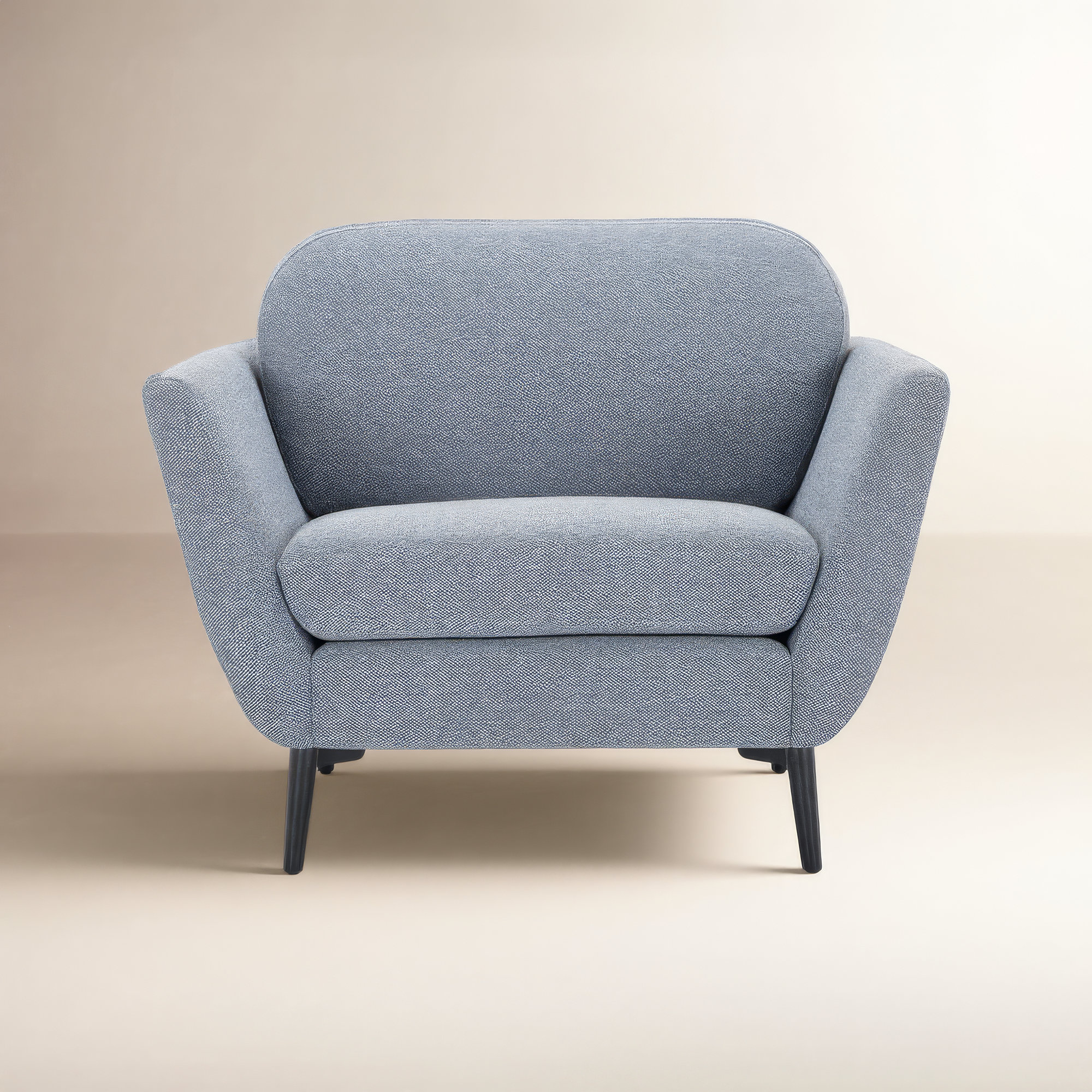 Tyndall Upholstered Armchair, Sky Blue Performance Basketweave