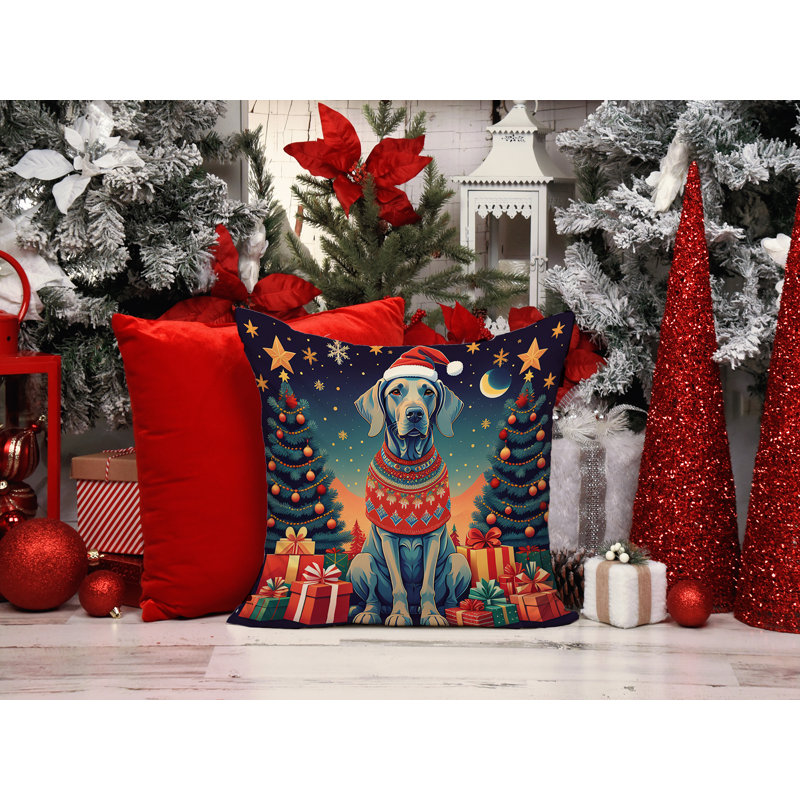 1163_Weimaraner Christmas Fabric Decorative Pillow, 18 po x 18 po