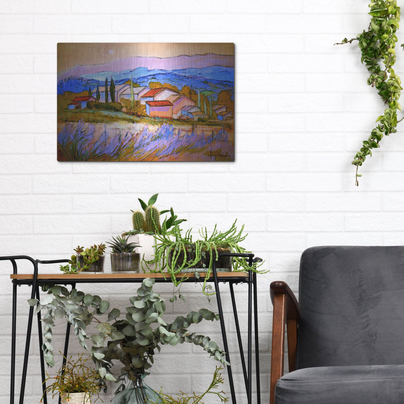  «Lavender Fields Provence 2» par Dorothy Fagan, art mural en métal, 16 po x 12 po