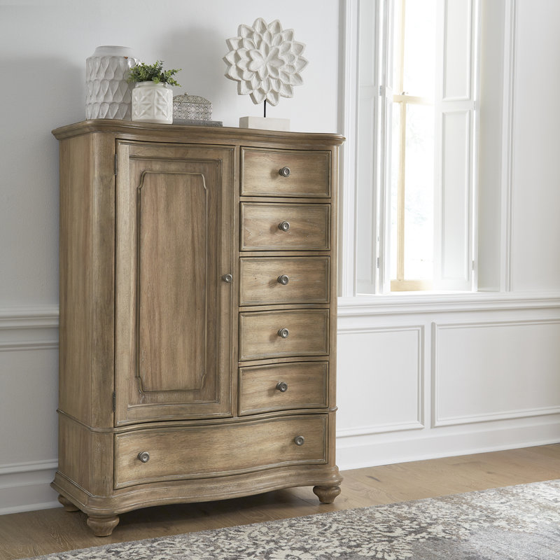 Commode combinée en bois massif à 6 tiroirs Morrissey