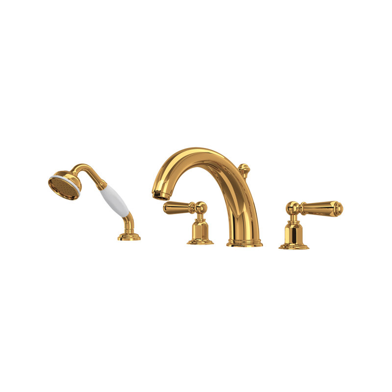 Edwardian™ 4-Hole Deck Mount Tub Filler, English Gold, Lever Handle