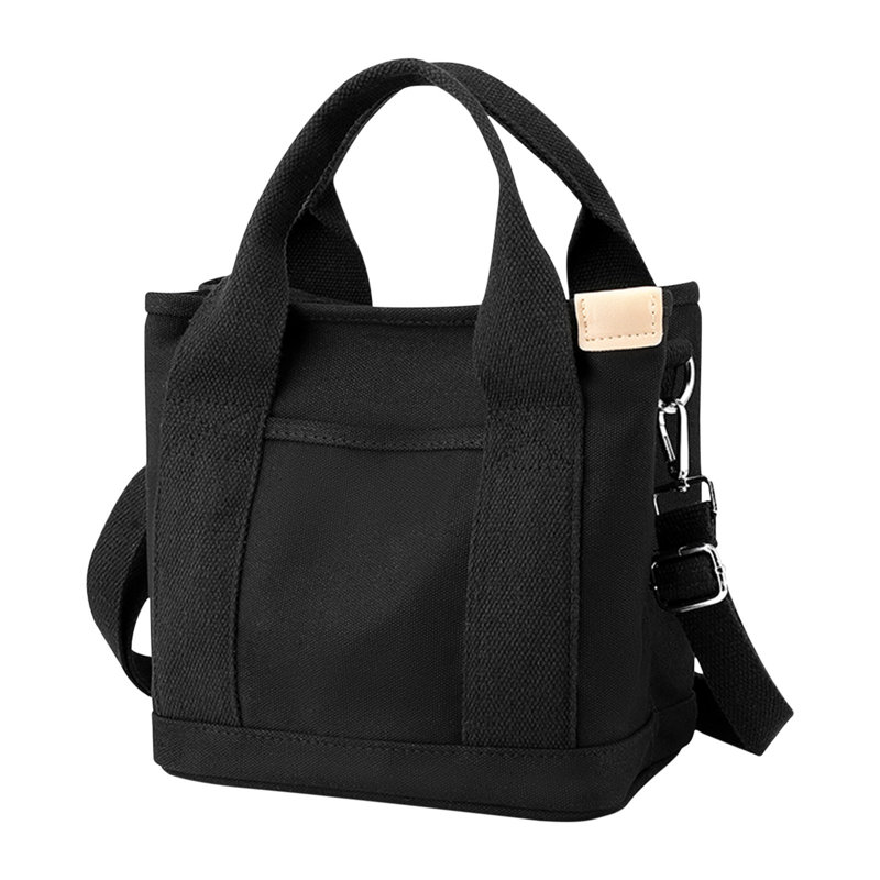 Sac fourre-tout en toile tendance Sac de rangement Sac à main à poches multiples Sac à main grande capacité, Black