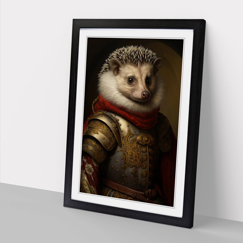 Hedgehog Renaissance - Framed Print, Black, 64cm H x 46cm W x 2cm D