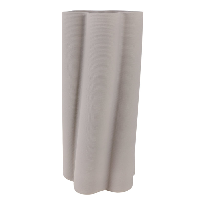 Porcelain Sculptural Vase With Textured Vertical Wave Design And Modern Curved Silhouette, 18" H x 8" W x  8" D