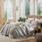 MooMee Lightweight Quilt Set 100% Washed Cotton Linen-Like Stripe Stitch Breathable All-season -114492295-114492298