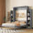 Space-saving Queen Murphy Bed, Solid Wood & Mdf, Modern With Led For Home