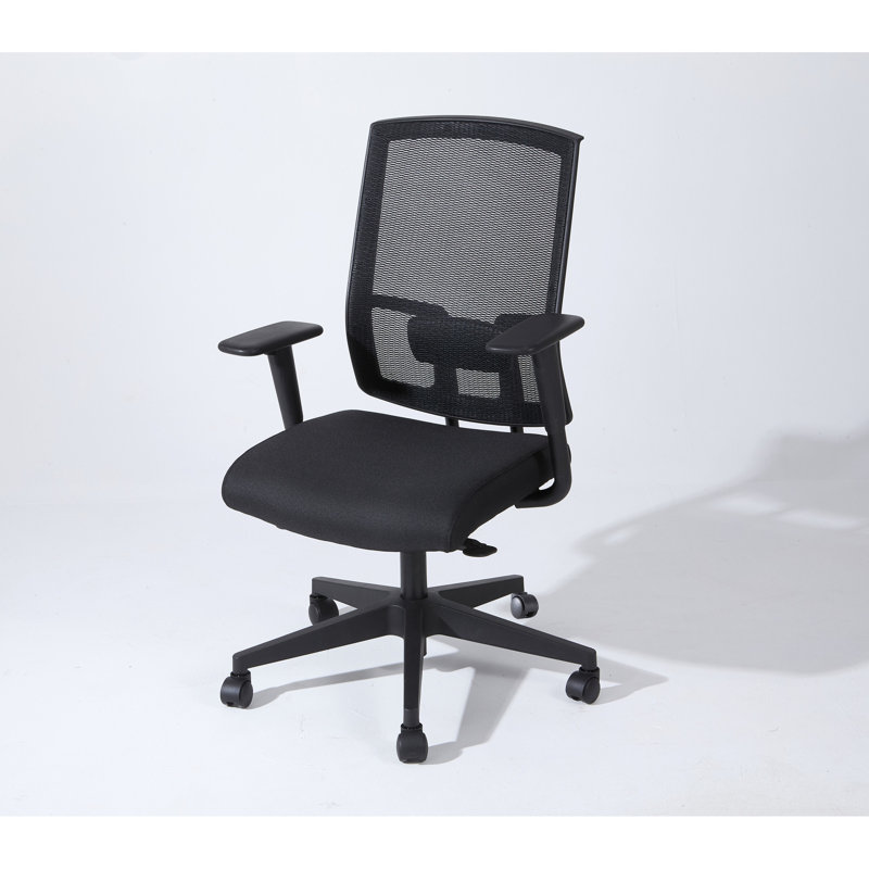 Fauteuil de bureau ergonomique en filet noir, dossier haut, siège en nylon réglable et respirant, chaise de travail à hauteur personnalisable avec accoudoirs ergonomiques, filet, structure de siège, hauteur, motif uni, carré