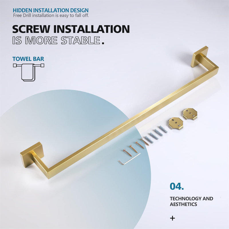 Inkeri 64.8cm 1 Wall Towel Bar, Brushed Gold