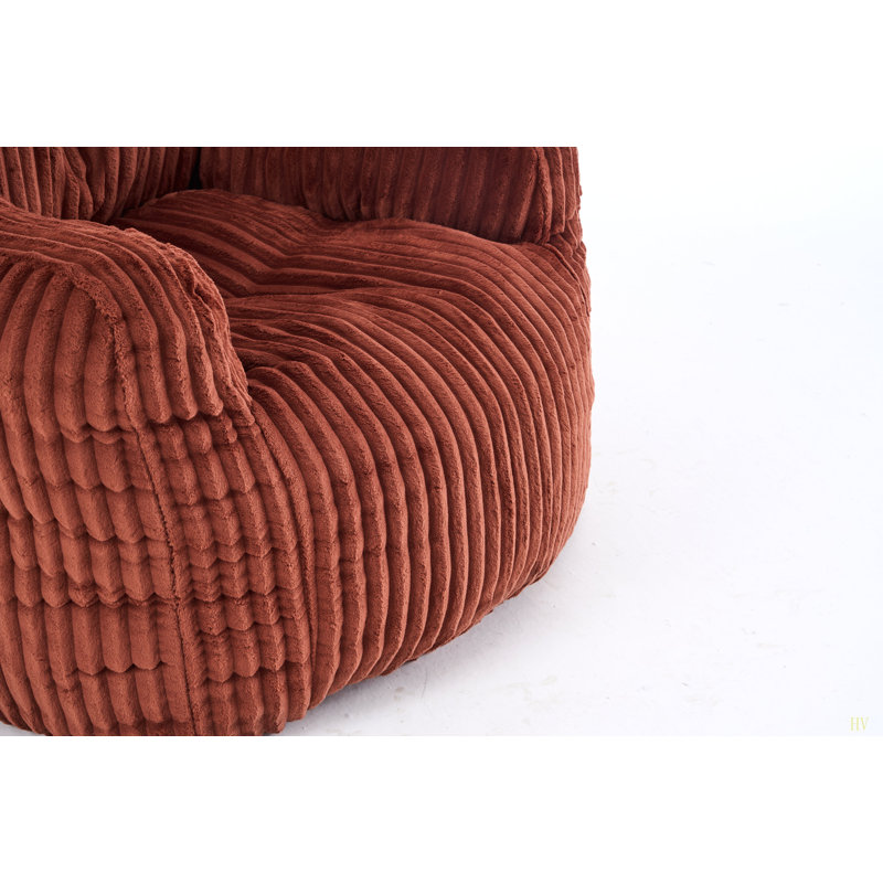 Fauteuil à billes en velours côtelé doux et moelleux rempli d'éponge à mémoire de forme, Rouge