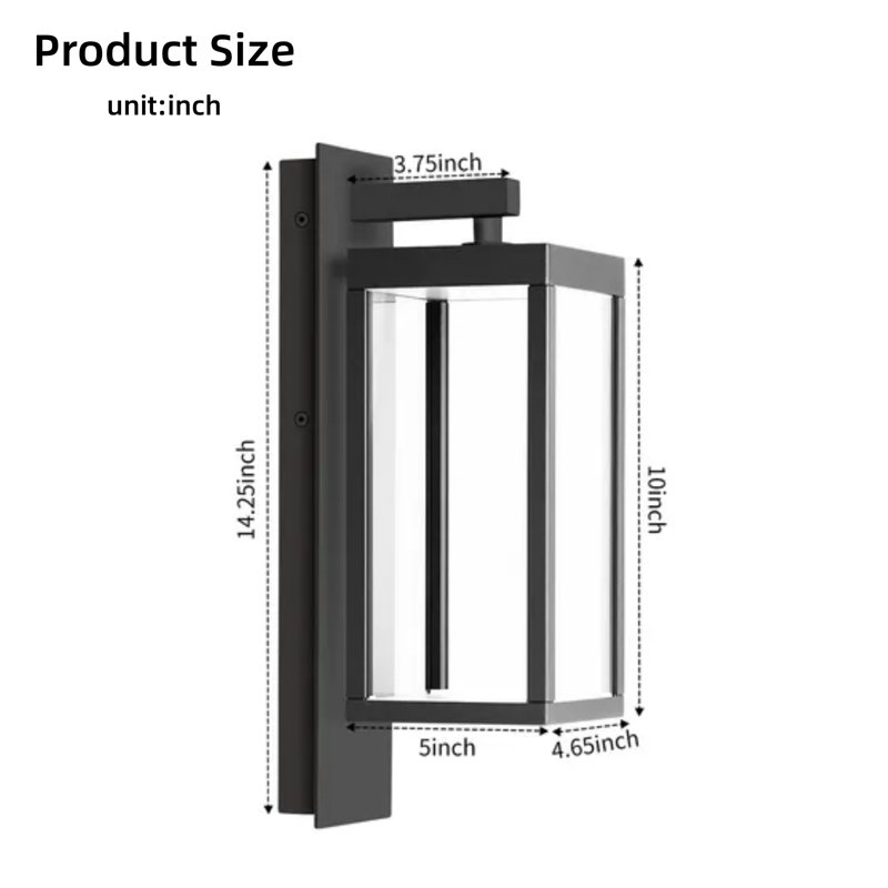 Applique murale d'extérieur avec luminaire extérieur imperméable à l'eau et bande DEL intégrée avec abat-jour en verre transparent, gris