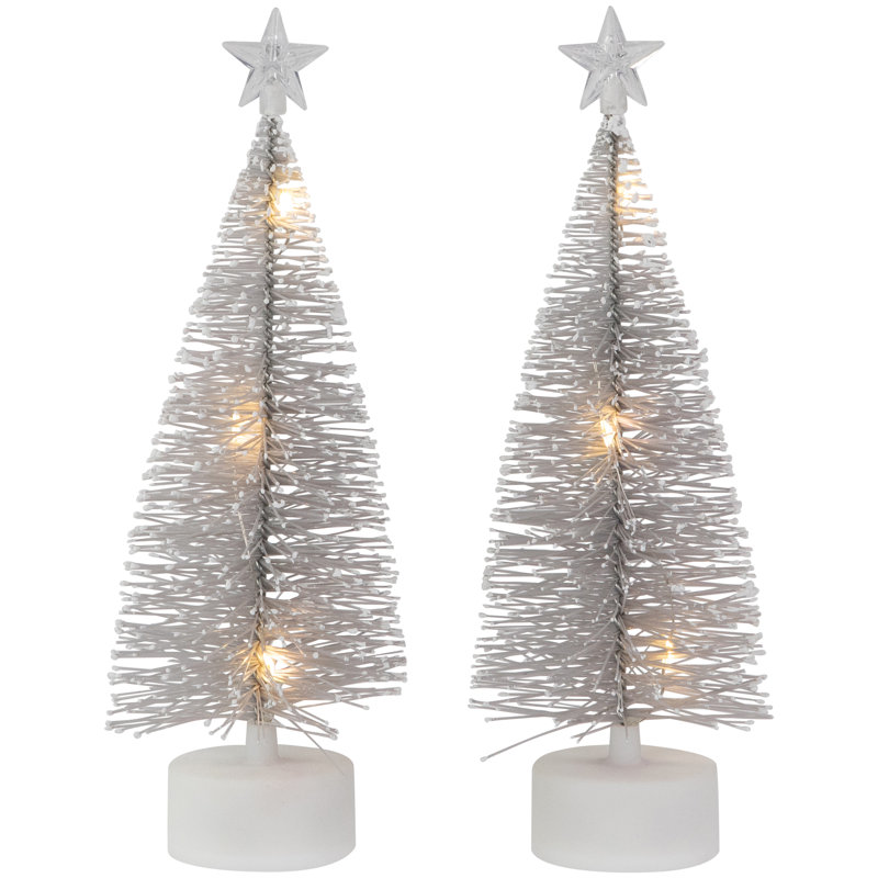 Mini-bouteille de pin et arbres de village de Noël, Argent