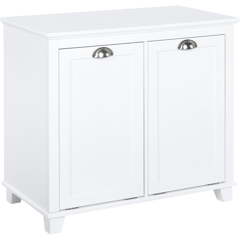 Bathroom Storage Cabinet - Tilt-Out Laundry Sorter White Generous For Towels & Accessories , Damp- Toppling 30" W X 16.21" D 27.5" H Abundant Space With Coating 27.5
