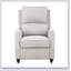 Chaise inclinable rembourrée en tissu beige avec structure en bois massif, mobilier transitionnel confortable et élégant-22356821