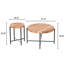 Ensemble de 2 tables basses et tables de bout - Panneau de fibres à densité moyenne imperméable avec revêtement en PVC, conception cylindrique vieillie, pieds en métal - charme rustique classique