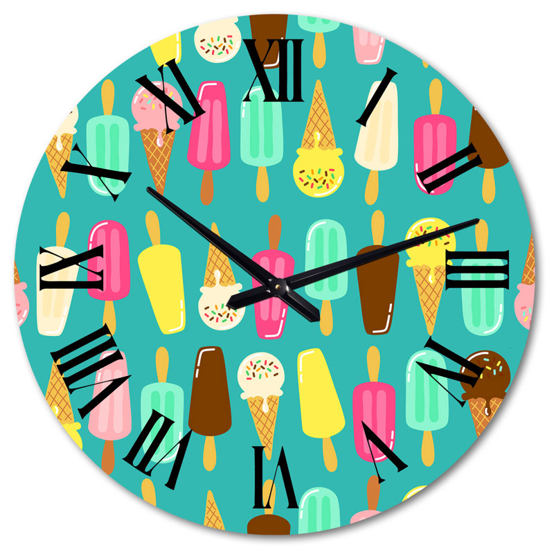 Horloge murale en forme de cornets de glace aux couleurs vives et savoureuses, Très grand