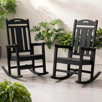 Ensemble de 2 chaises berçantes d'extérieur en PEHD d'extérieur résistantes aux intempéries