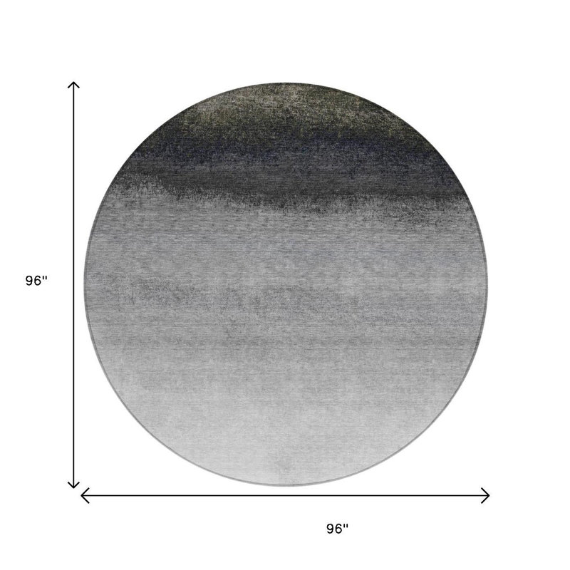 Tapis rond argenté et noir 8 po