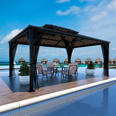 Hardtop Double-Roofed Aluminum Patio Gazebo Multiple Sizes