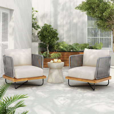 Fauteuils club d'extérieur en bois d'acacia Dominic 