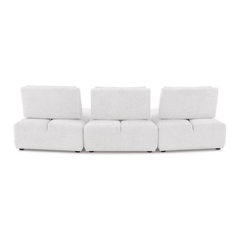 Aukeem 3 - Piece Upholstered Sectional, White Polyester