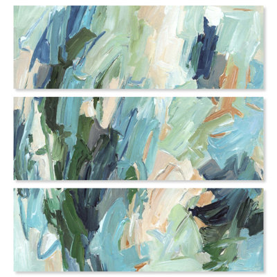 Échos en sauge II - Reproduction sur toile d'Ira Colmeva, ensemble de décoration murale Sage par Art Remedy, châssis entoilé, 48 x 16 pouces