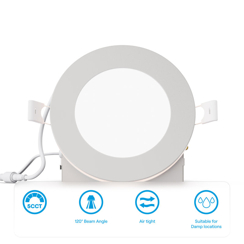 4" Slim Recessed LED with Night Light, 9W, 5CCT Selectable, Triac Dimmable