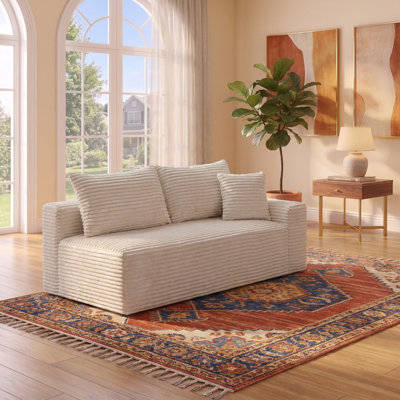 Low-Profile Modern Modular Armless Loveseat, Floor-Hugging Design